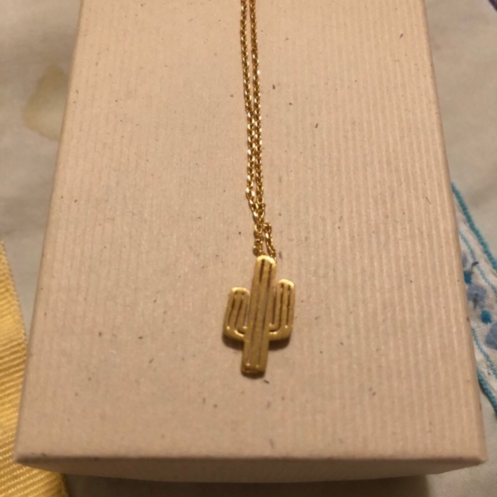 Gold cactus necklace